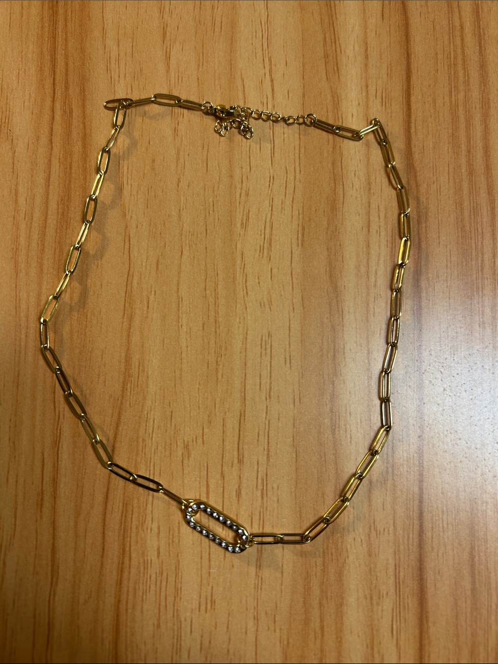 Gold Link Chain Necklace with Pave Accent